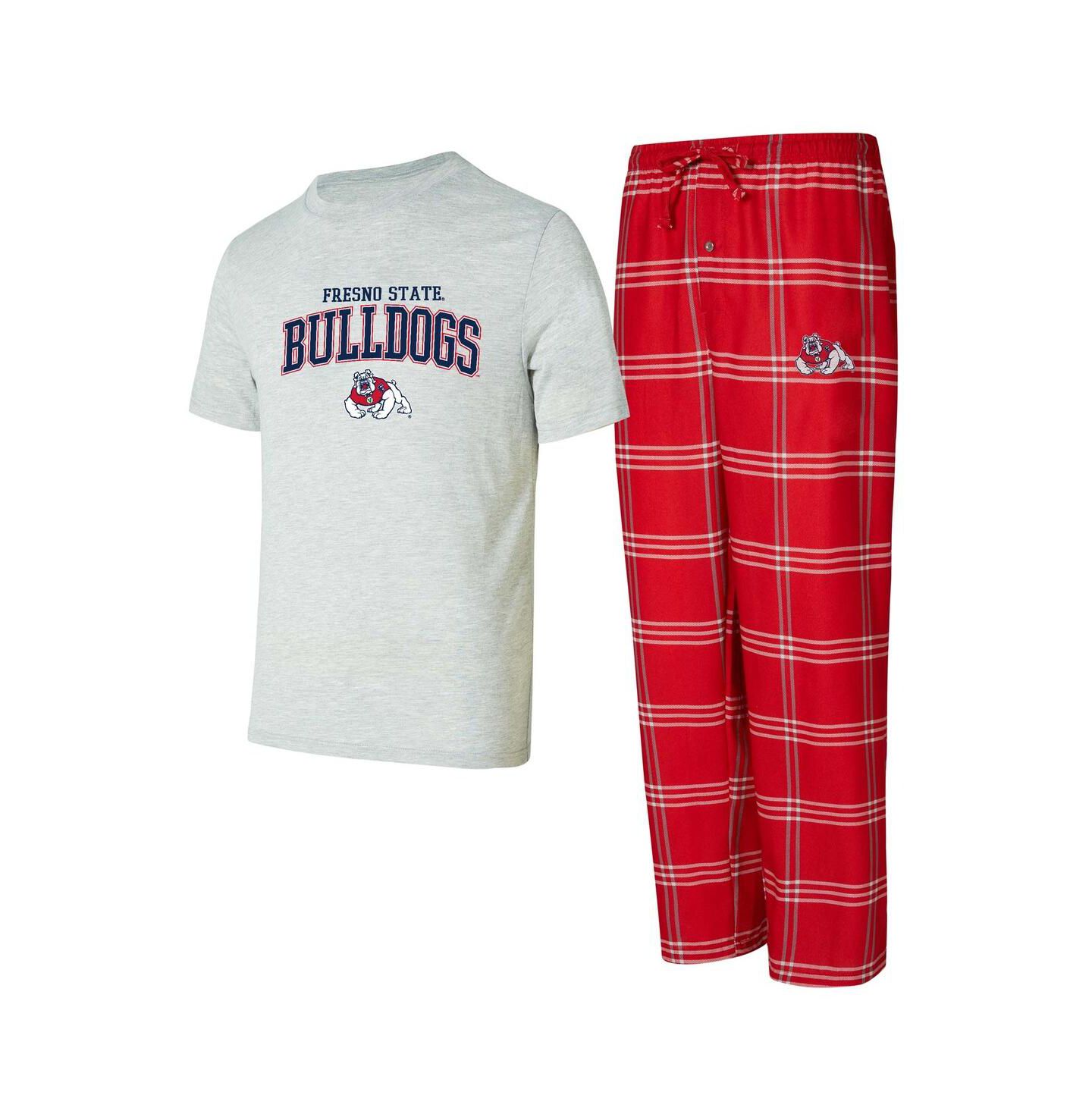 Мужской пижамный комплект Concepts Sport Fresno State Bulldogs: топ и брюки, Gray/Red — фото 1