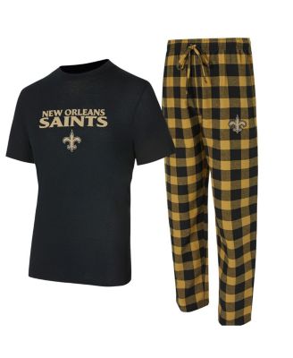Concepts Sport - Men's Black/Gold New Orleans Saints Avondale T-shirt and Flannel Pants Set
