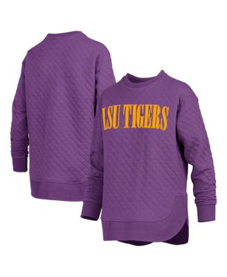 Pressbox - Women's Purple LSU Tigers Quilted Long Sleeve Pullover Sweatshirt
