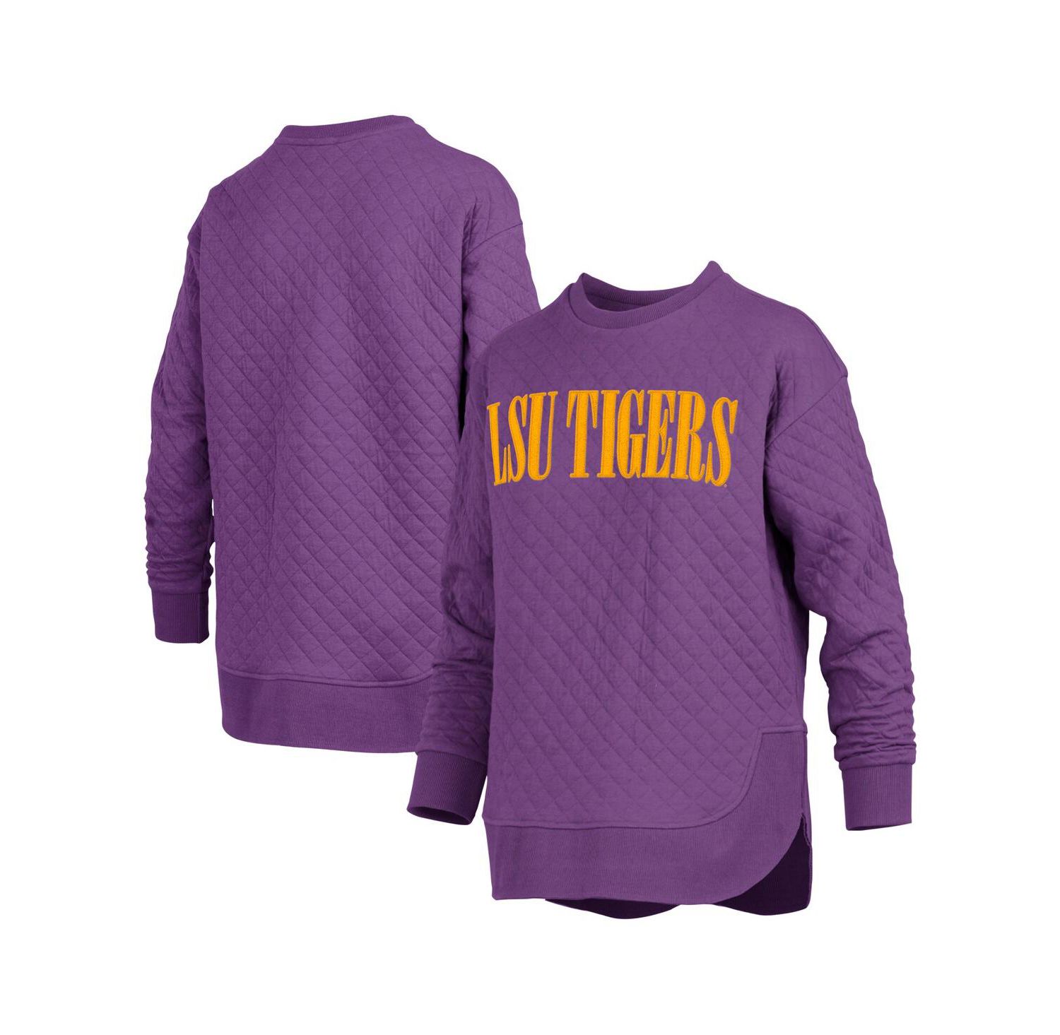 Women's Purple LSU Tigers Quilted Long Sleeve Pullover Sweatshirt