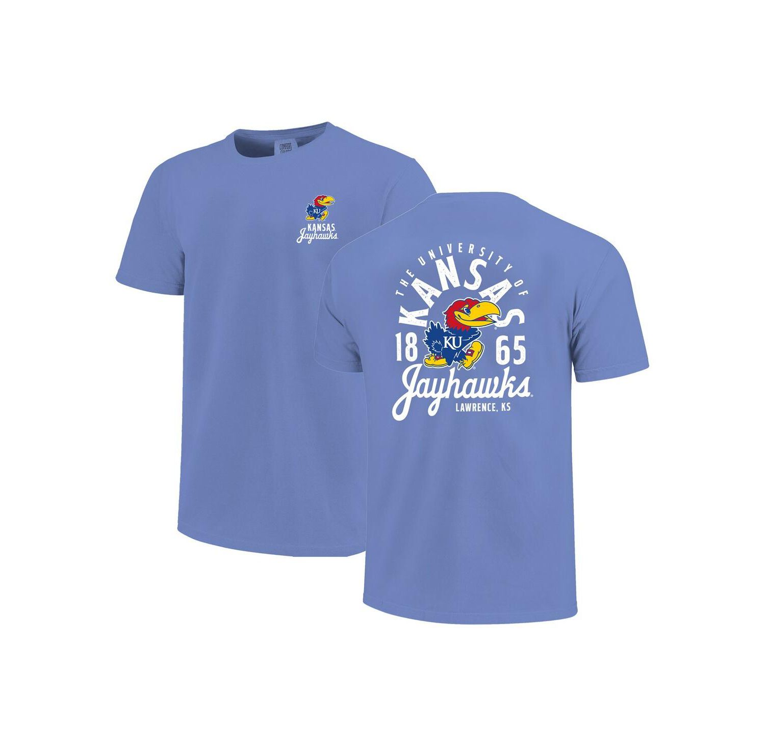 Big Boys and Girls Royal Kansas Jayhawks Comfort Colors Mascot Overlay T-Shirt