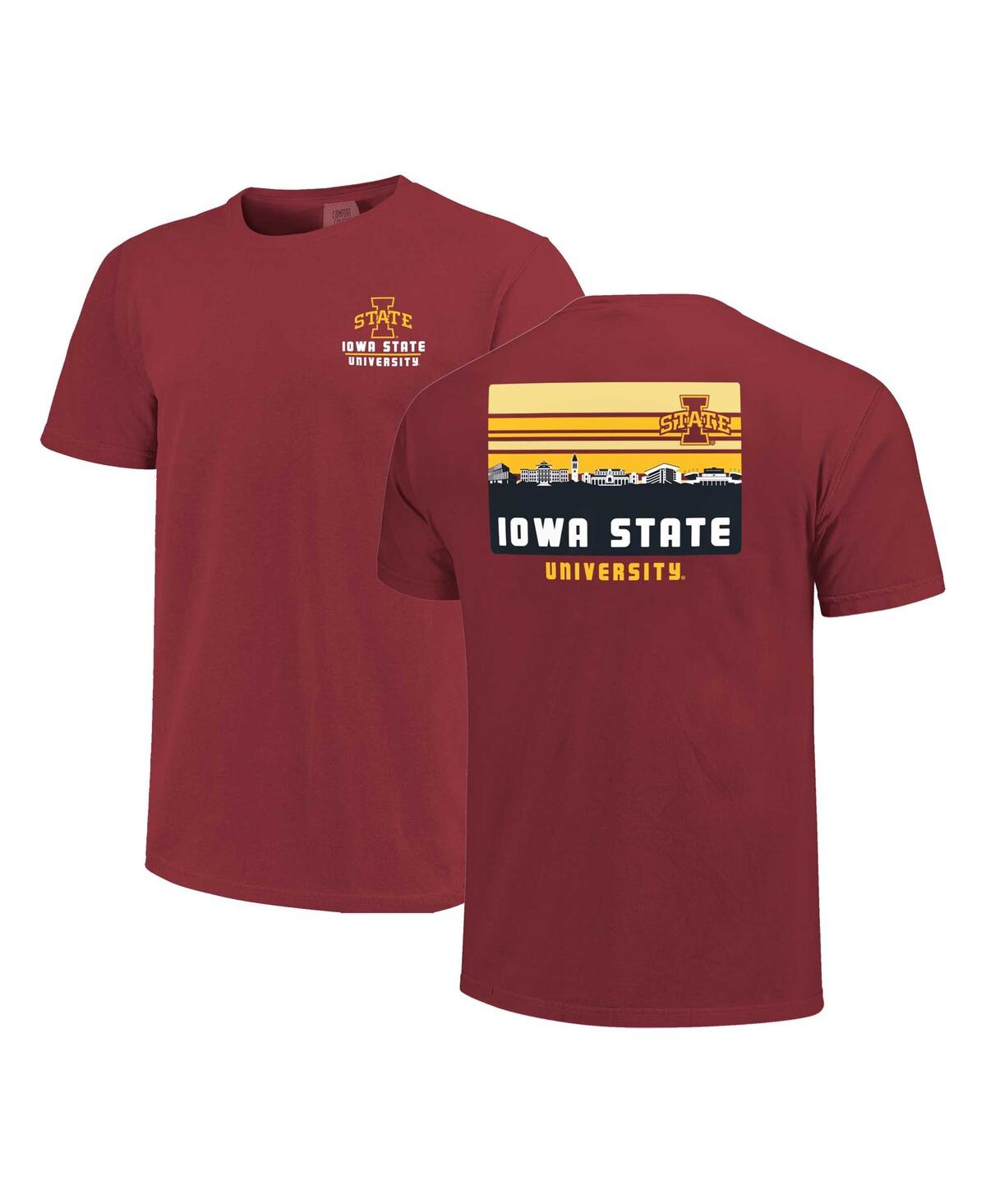 Image One Men's Cardinal Iowa State Cyclones Striped Campus Skyline T-shirt In Red