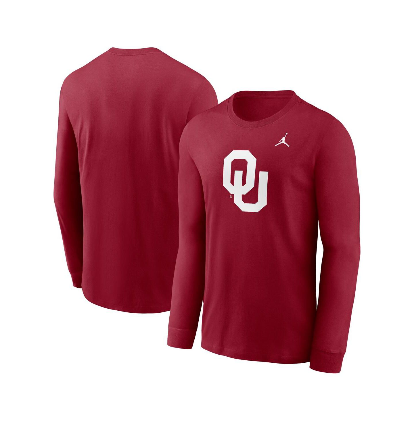 Мужская футболка Jordan Crimson Oklahoma Sooners Primary Logo Long Sleeve — фото 1