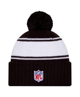 Big Boys and Girls Black New York Jets 2024/25 Sideline Cuffed Knit with Pom Hat