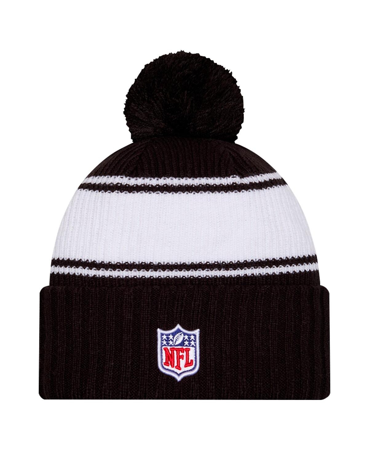 New Era Big Boys And Girls Black New York Jets 2024/25 Sideline Cuffed Knit With Pom Hat In Black