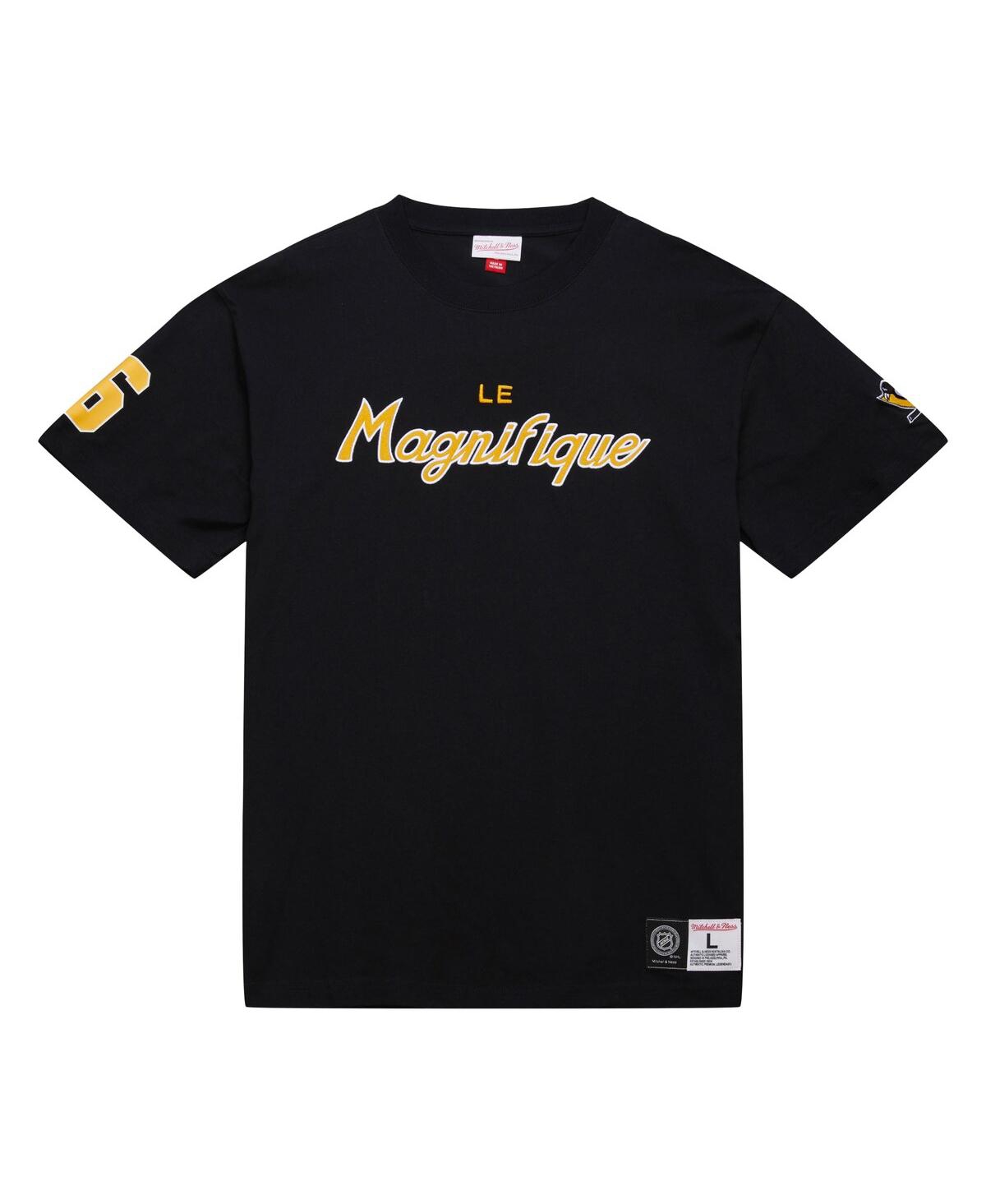 Mitchell & Ness Men's Mario Lemieux Black Pittsburgh Penguins Premium Nickname Vintage Logo T-shirt In Black