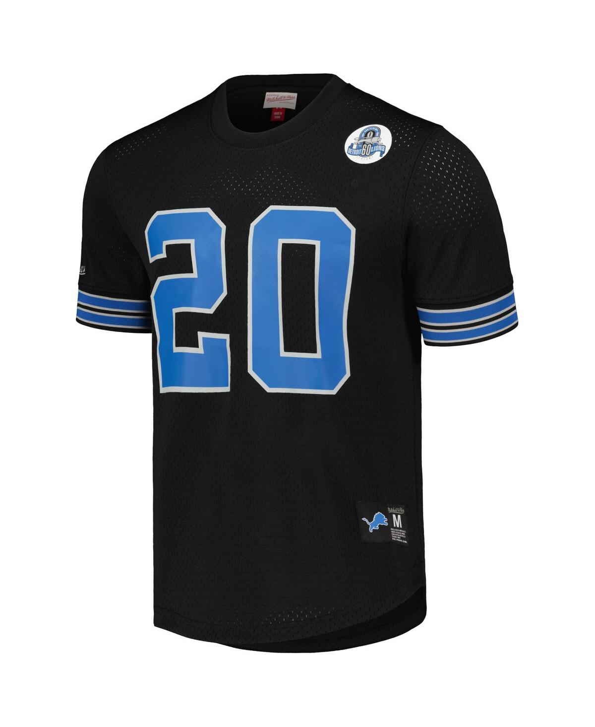 Mitchell & Ness Men's Barry Sanders Black Detroit Lions Big Tall Mesh Player Name Number Shirt In Black