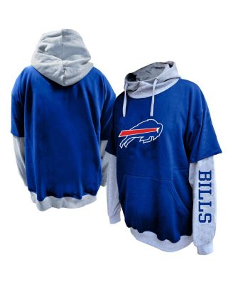 Profile - Men's Royal/Heather Gray Buffalo Bills Big Tall Twofer Pullover Hoodie