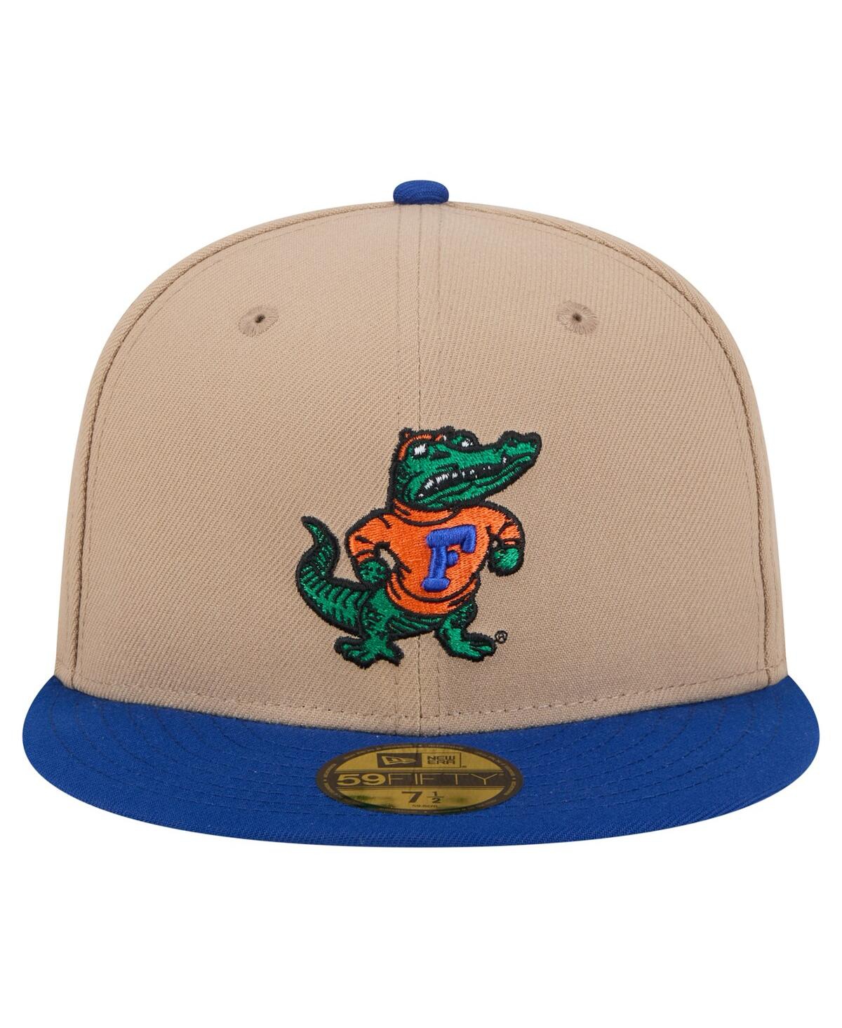 New Era Men's Khaki Florida Gators Throwback Two-tone 59fifty Fitted Hat In Brown
