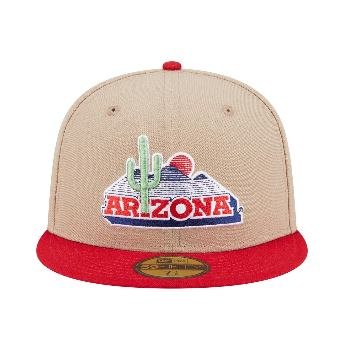 Мужская кепка New Era Khaki Arizona Wildcats Throwback Two-Tone 59FIFTY Fitted Hat — фото 2
