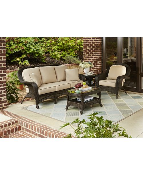 Furniture Monterey Wicker Outdoor Sofa with Sunbrella® Cushions