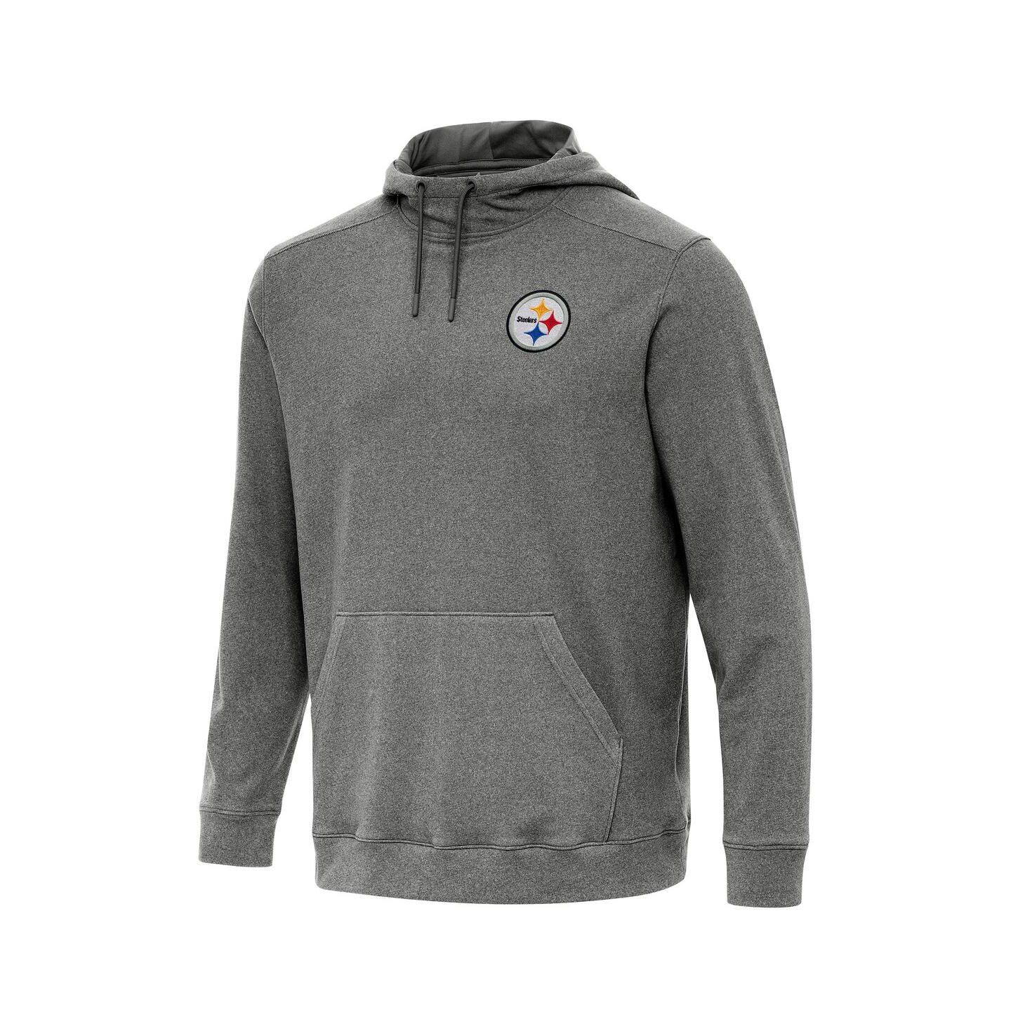 Мужское худи Antigua Heather Black Pittsburgh Steelers Cloud Pullover — фото 1