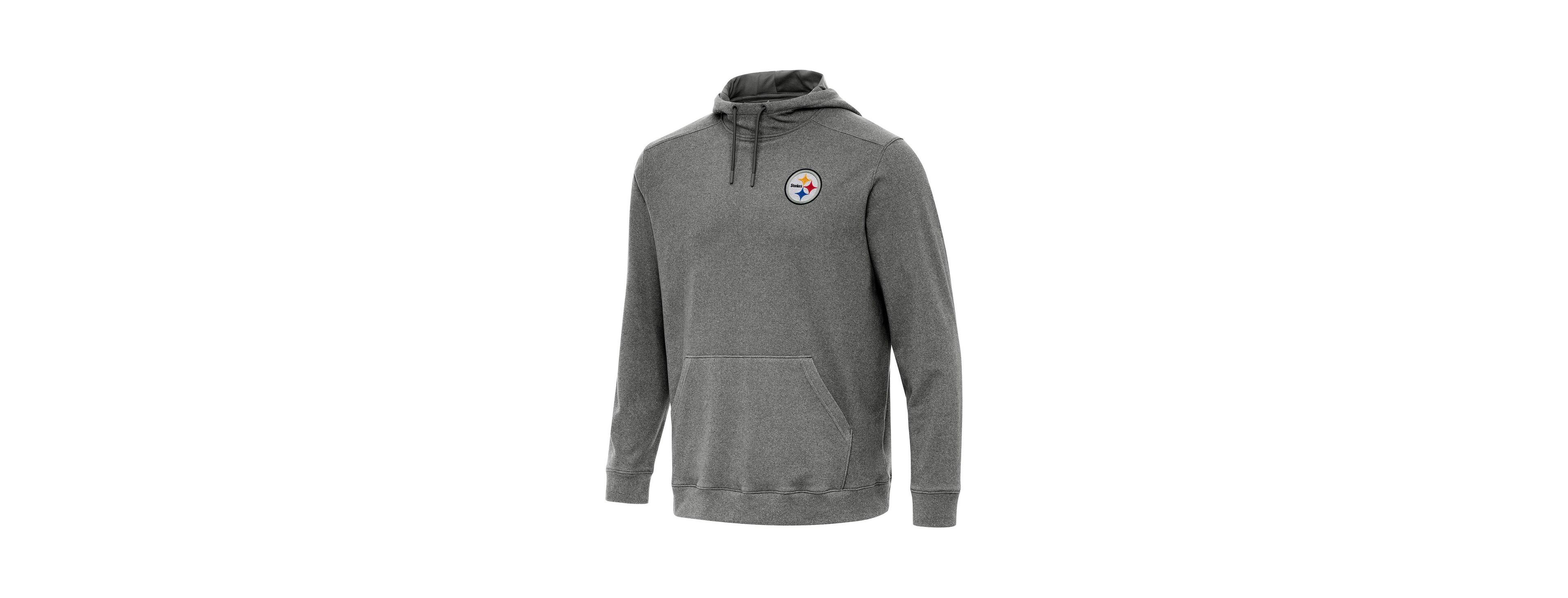 Antigua Men's Heather Black Pittsburgh Steelers Cloud Pullover Hoodie