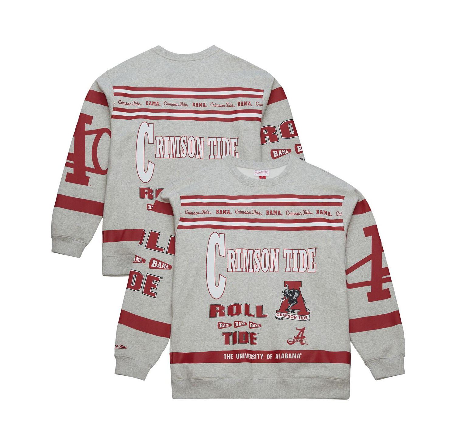 Men's Gray Alabama Crimson Tide All Over Print Sweatshirt