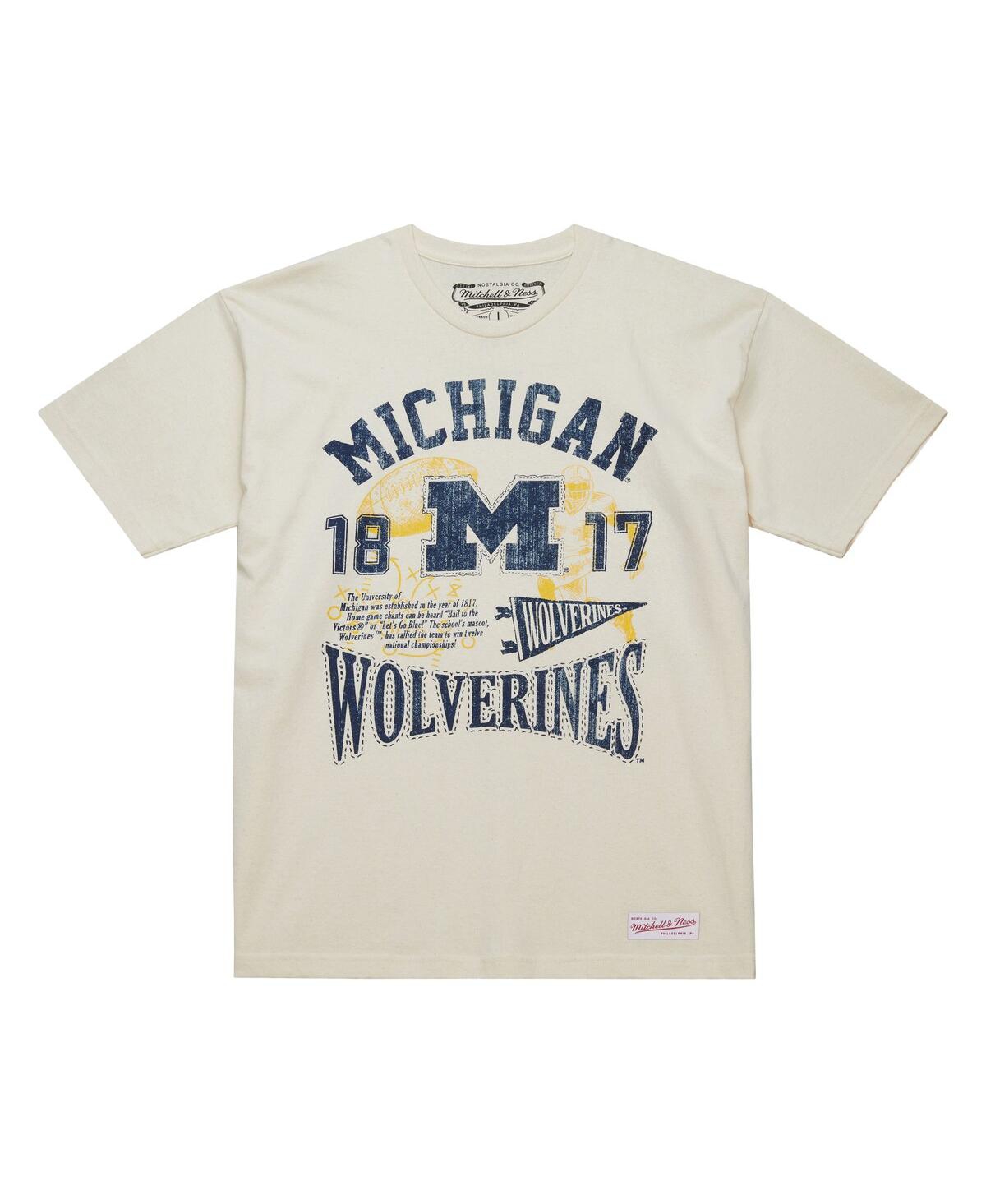 Mitchell & Ness Men's Cream Michigan Wolverines Heritage Scholar T-shirt In Neutral