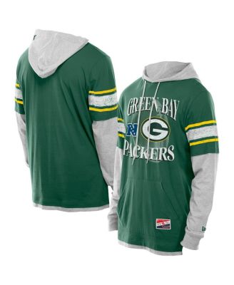 New Era - Men's Green Green Bay Packers Twofer Layered Long Sleeve Hoodie T-shirt