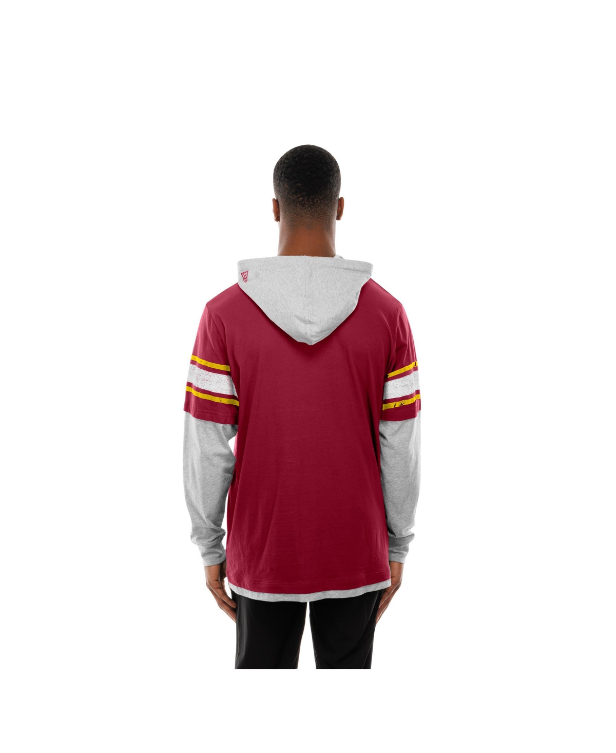 New Era Men's Burgundy Washington Commanders Twofer Layered Long Sleeve Hoodie T-shirt In Burgundy