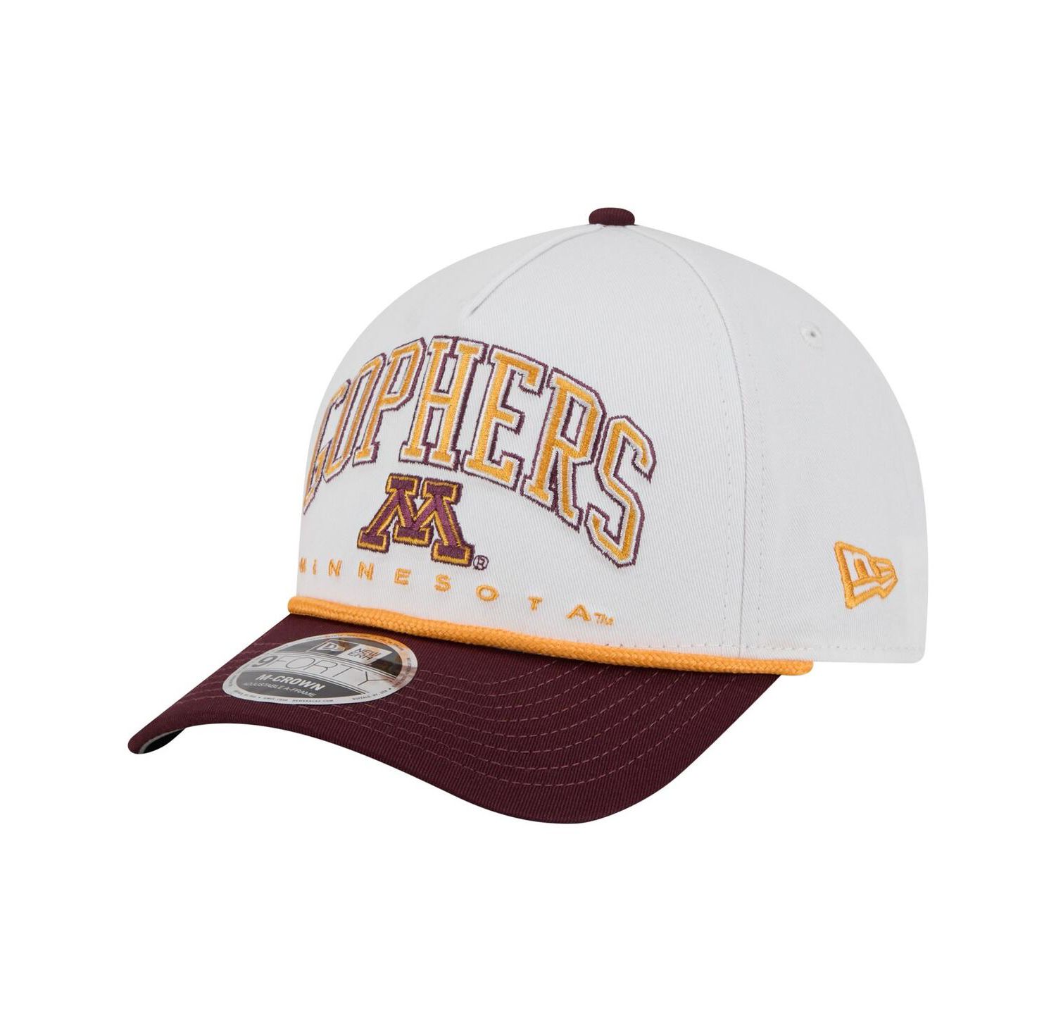Men's White/Maroon Minnesota Golden Gophers Arch Two-Tone Rope 9FORTY A-Frame M-Crown Adjustable Hat