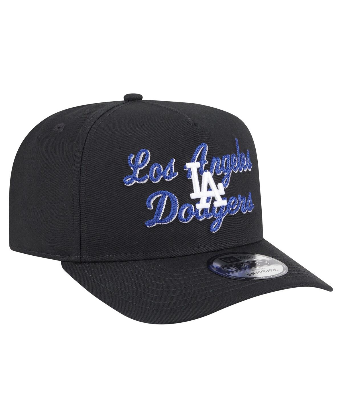 New Era Men's Black Los Angeles Dodgers Chainstitch 9fifty A-frame Snapback Hat In Black