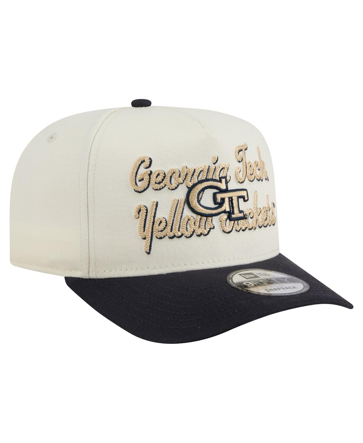 New Era Men's Cream/navy Georgia Tech Yellow Jackets Vintage Chainstitch 9fifty A-frame Snapback Hat In Black