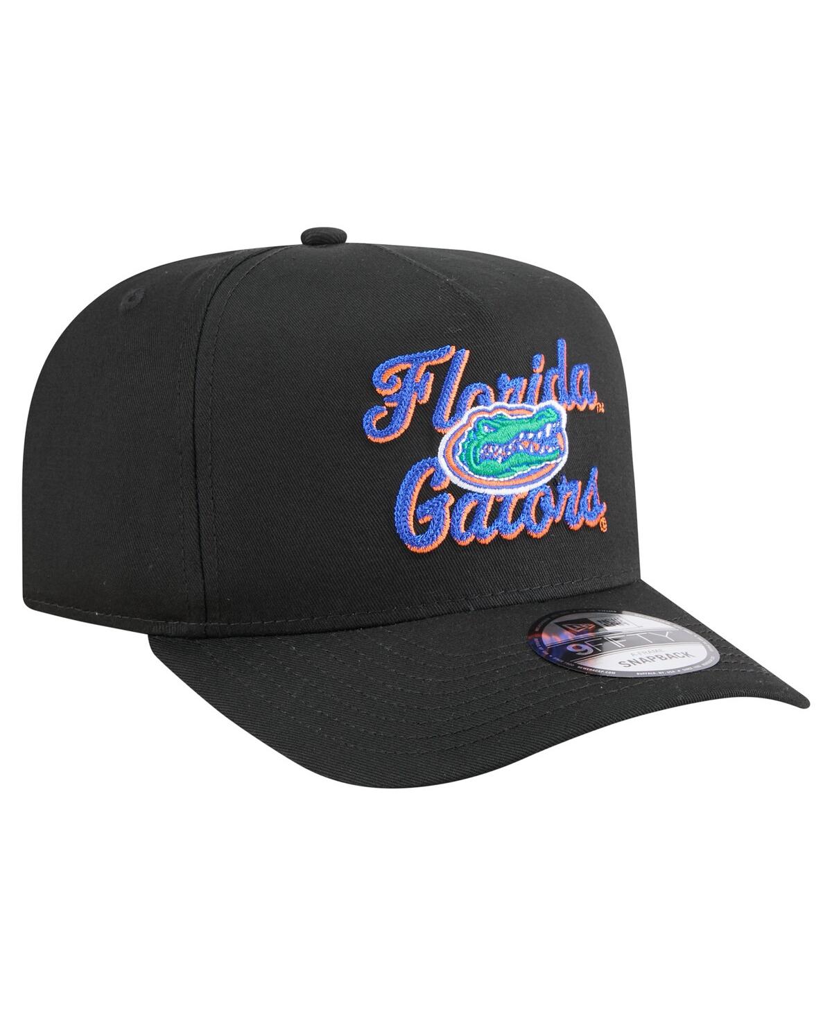 New Era Men's Black Florida Gators Vintage Chainstitch 9fifty A-frame Snapback Hat In Black