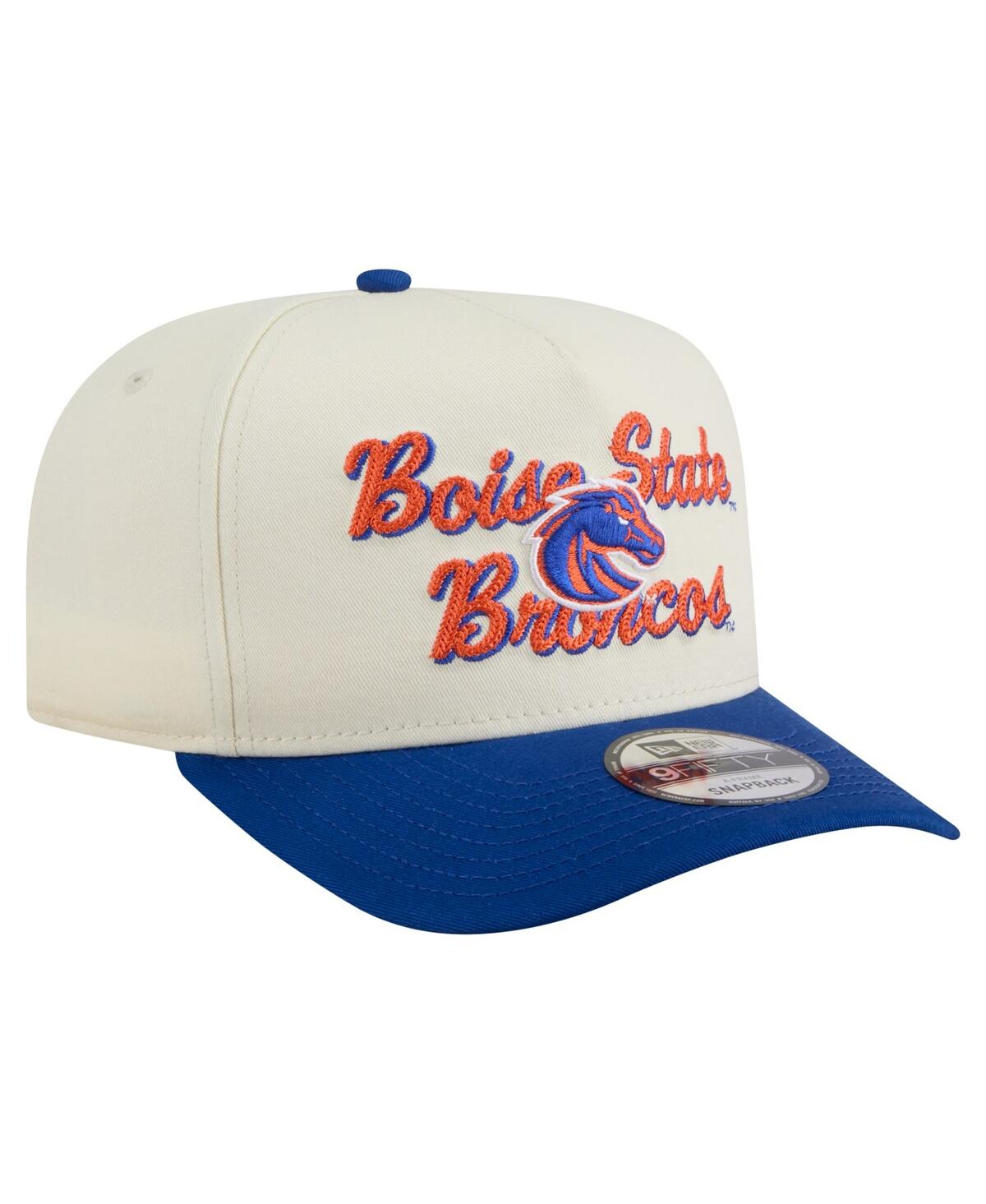 New Era Men's Cream/royal Boise State Broncos Vintage Chainstitch 9fifty A-frame Snapback Hat In Blue