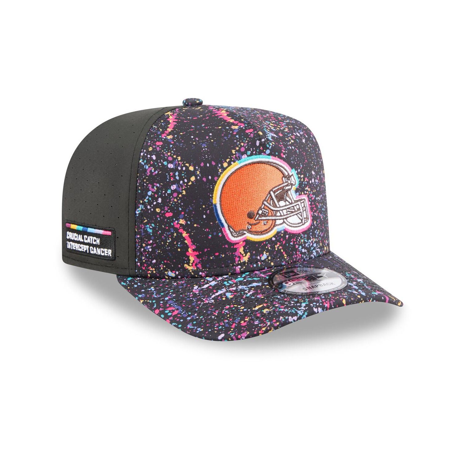 Men's Black Cleveland Browns 2025 NFL Crucial Catch A-Frame 9FIFTY Snapback Hat