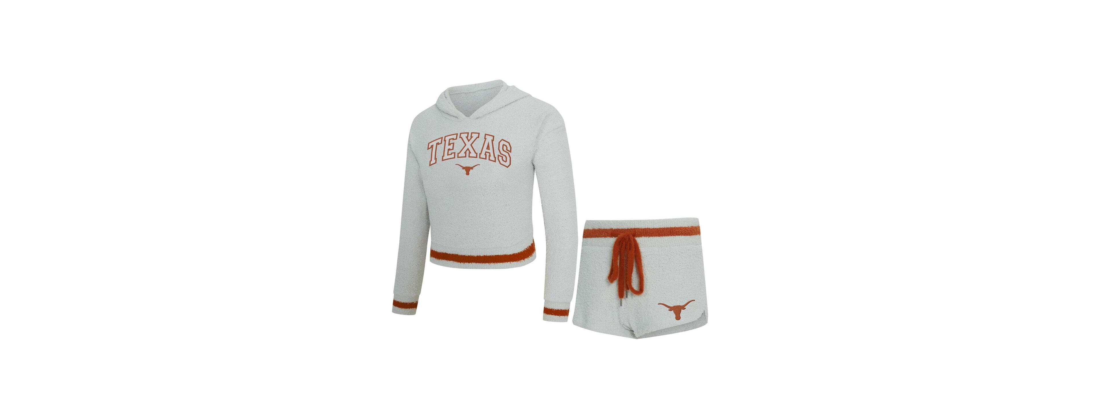 Concepts Sport Women's 2-Piece Gray/Orange Texas Longhorns Whitley Long Sleeve Hoodie Top and Shorts Set