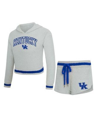 Concepts Sport - Women's Gray/Royal Kentucky Wildcats Whitley Long Sleeve Hoodie Top and Shorts Set