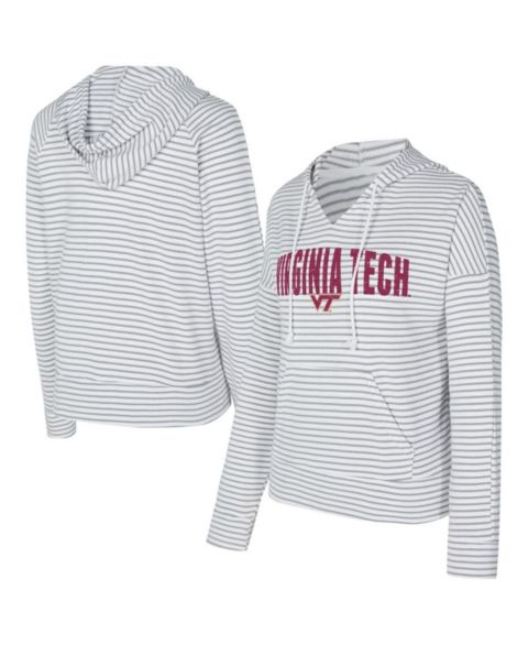 Мужское худи Concepts Sport White/Gray Virginia Tech Hokies French Terry Striped V-Neck Pullover