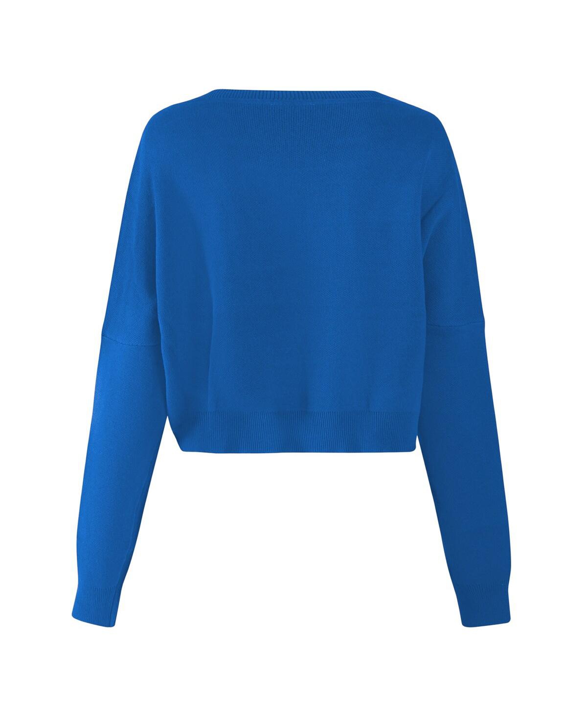 Hype And Vice Women's Royal Florida Gators Oversized Cropped Ivy Knit Pullover Sweater In Blue