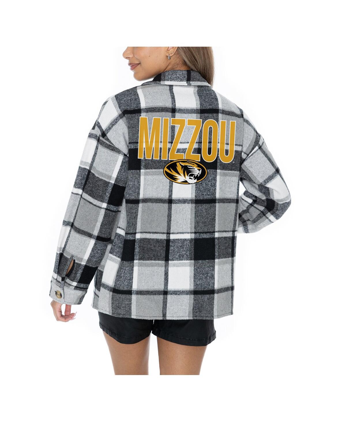 Gameday Couture Women's Grey Missouri Tigers Long Sleeve Brushed Plaid Button-up Overshirt Jacket In Gray