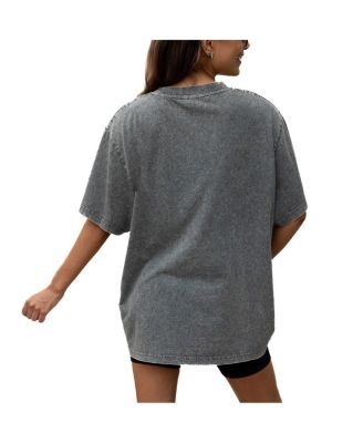 Women's Grey Indianapolis Colts Throwback Oversized Snow Wash T-Shirt