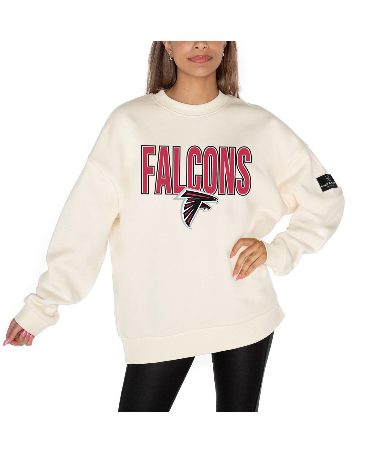Gameday Couture Women's Cream Atlanta Falcons Premium Fleece Oversized Drop Shoulder Pullover Sweatshirt In White