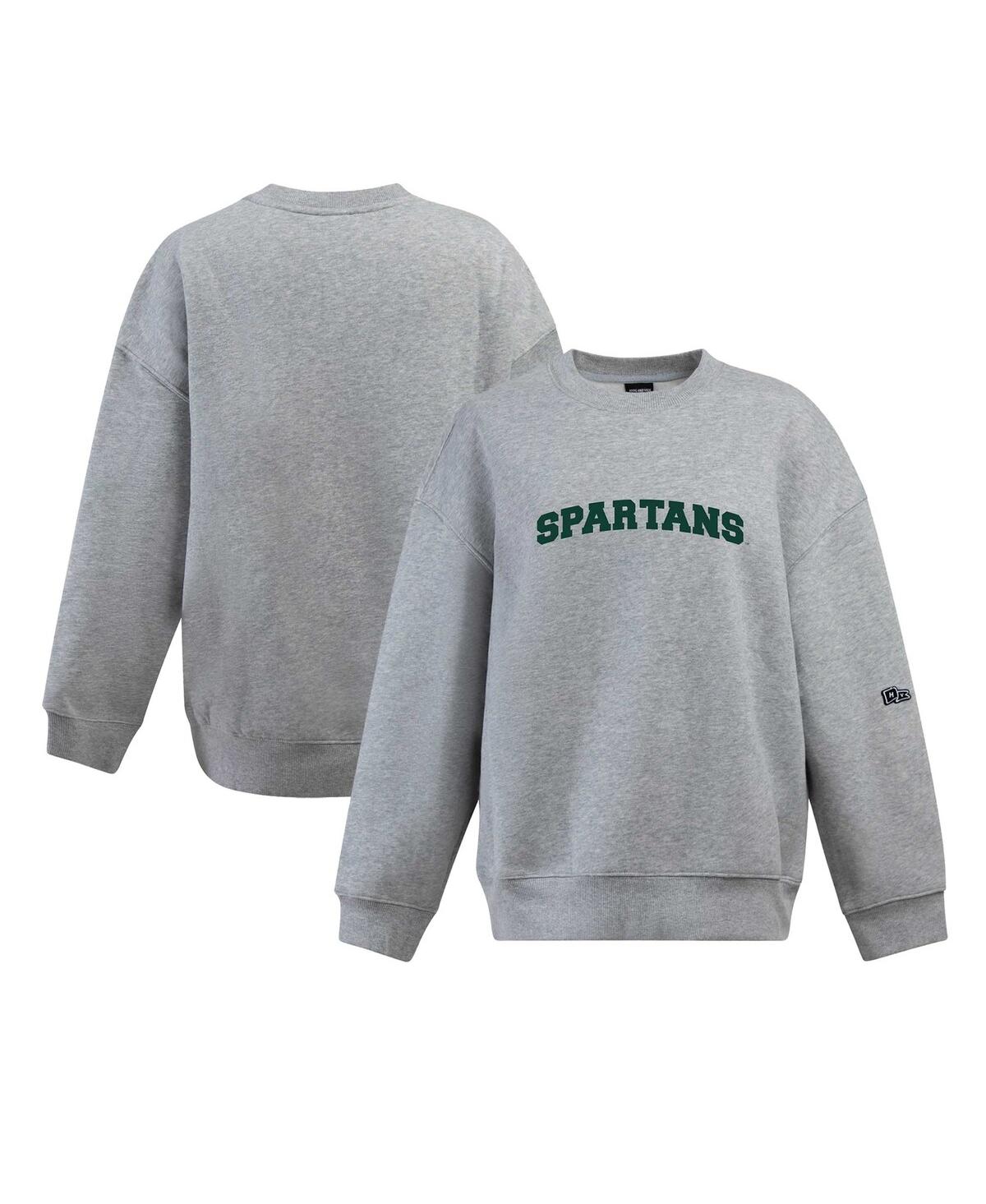 Hype And Vice Women's Heather Gray Michigan State Spartans Offside Pullover Sweatshirt