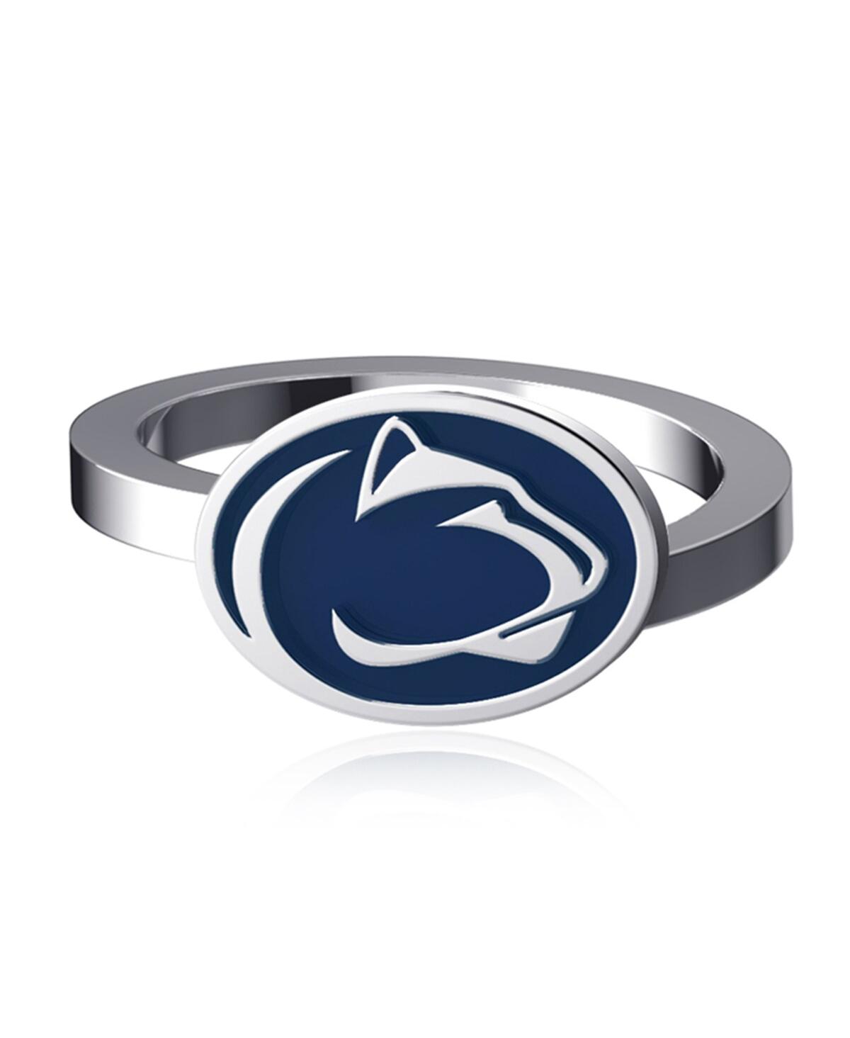 Dayna Designs Penn State Nittany Lions Bypass Enamel Silver Ring In Silver
