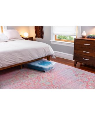 70 Qt Under Bed Wheeled Storage Boxes with Dual Hinged Lids (2 Pack)