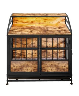 Wooden Dog Crate Furniture with Storage - Brown