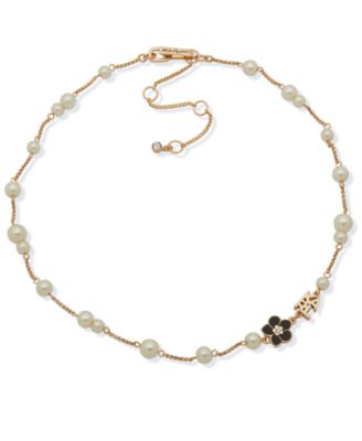 Karl Lagerfeld Paris Imitation Pearl Collar Necklace - Jet/Gold