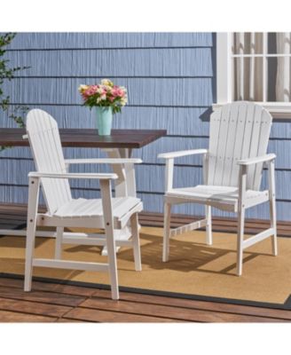 Acacia Wood Adirondack Dining Chairs (Set of 2), White