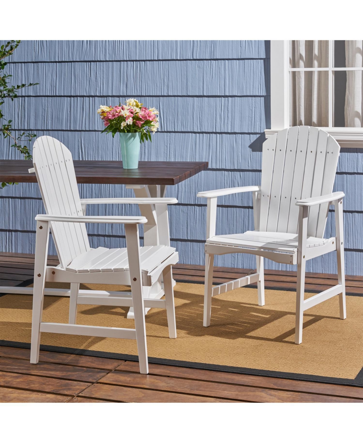 Streamdale Furniture Acacia Wood Adirondack Dining Chairs (Set of 2), White