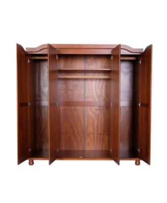 100% Solid Wood Kyle 4-Door Wardrobe with Raised Panel Doors