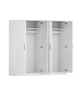 72" Solid Wood Urban 4-Door Wardrobe with Raised Panel Doors - Wardrobe