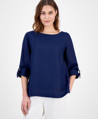 Women's  100% Linen D-Ring Top, Created for Macy's