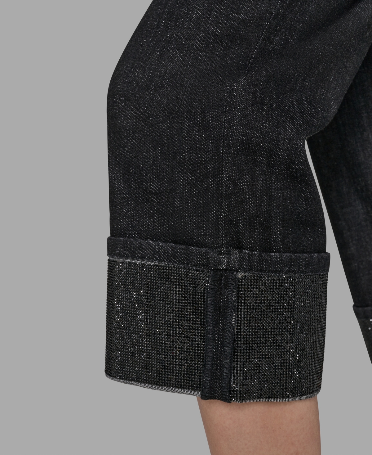 Karl Lagerfeld Women's Crystal Cuff Jeans In Black