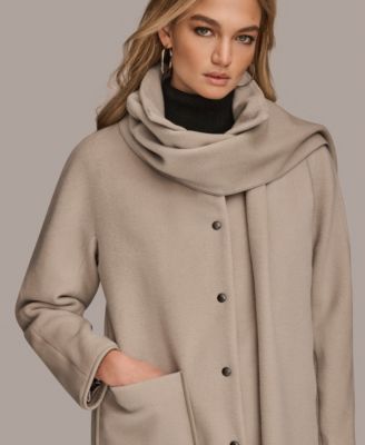 Women's Snap Button Scarf Coat