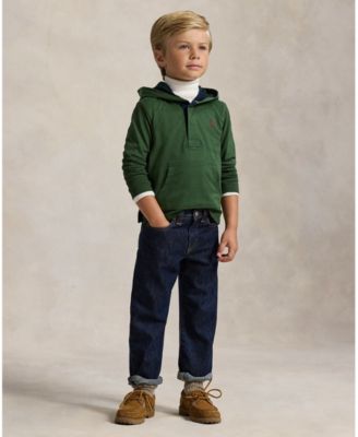 Boys' 2-7 Plaid-Trim Hooded Rugby Sweatshirt