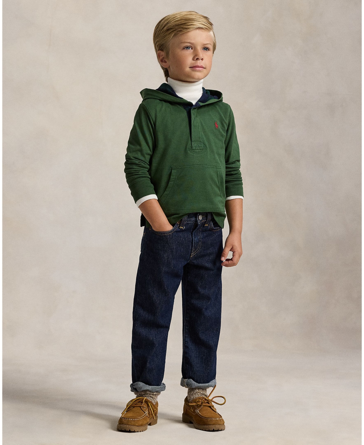 Polo Ralph Lauren Boys 2-7 Plaid-Trim Hooded Rugby Sweatshirt