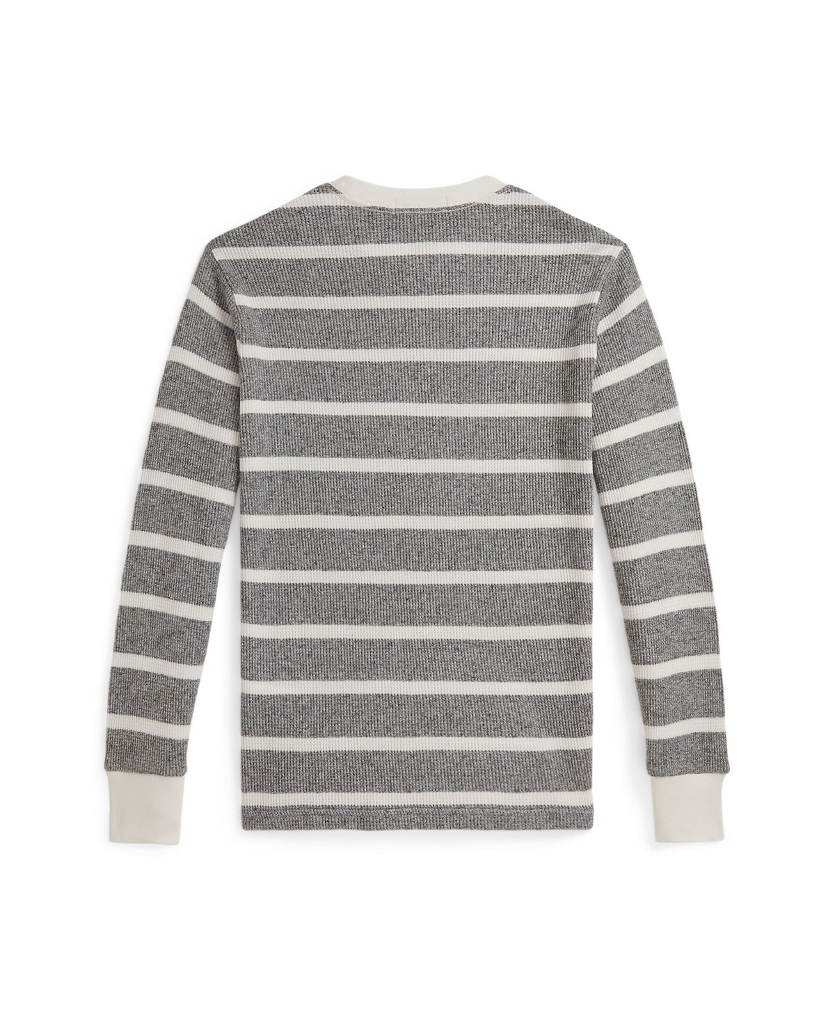 Polo Ralph Lauren Big Boys Striped Waffle Cotton Long-sleeve Tee In Gray
