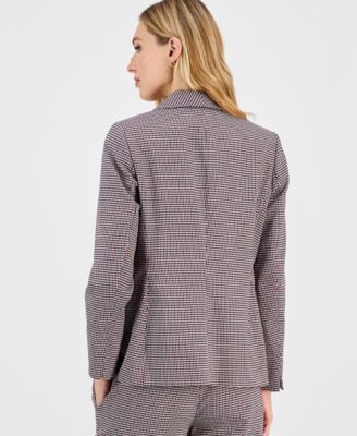 Women's Houndstooth One-Button Jacket, Regular & Petite